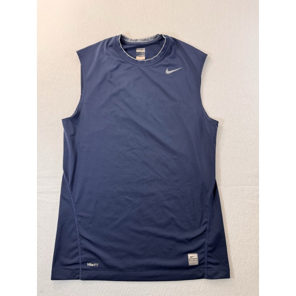 Nike Pro Mens Tank Top NikeFIT Medium Navy Blue Lightweight Active Gym Training